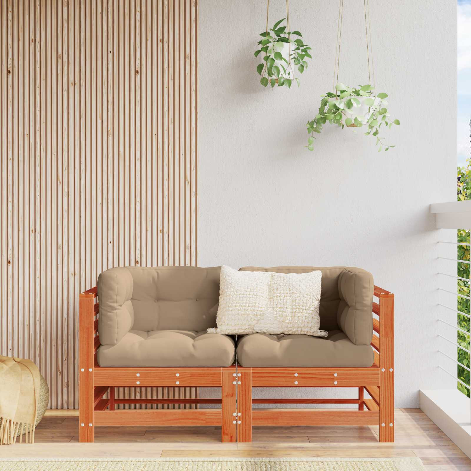 vidaXL Gartenecksofa Massives Kiefernholz Wachsbraun