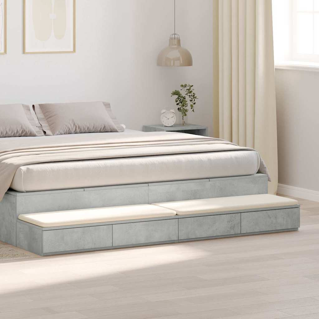 vidaXL Bettschubladen Beton Grau 180 x 36,5 x 16,5 cm Holzwerkstoff