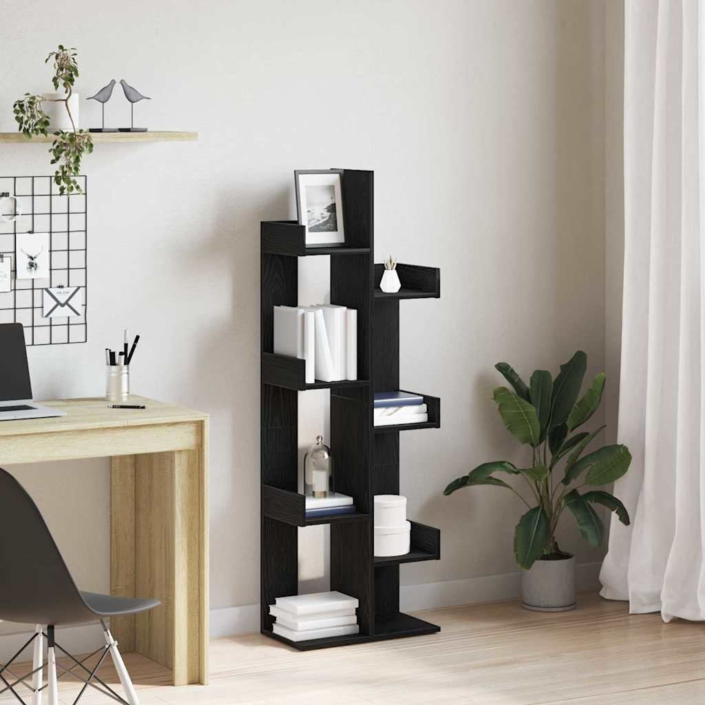 vidaXL Bücherregal Schwarz Eichen-Optik 48 x 25,5 x 140 cm