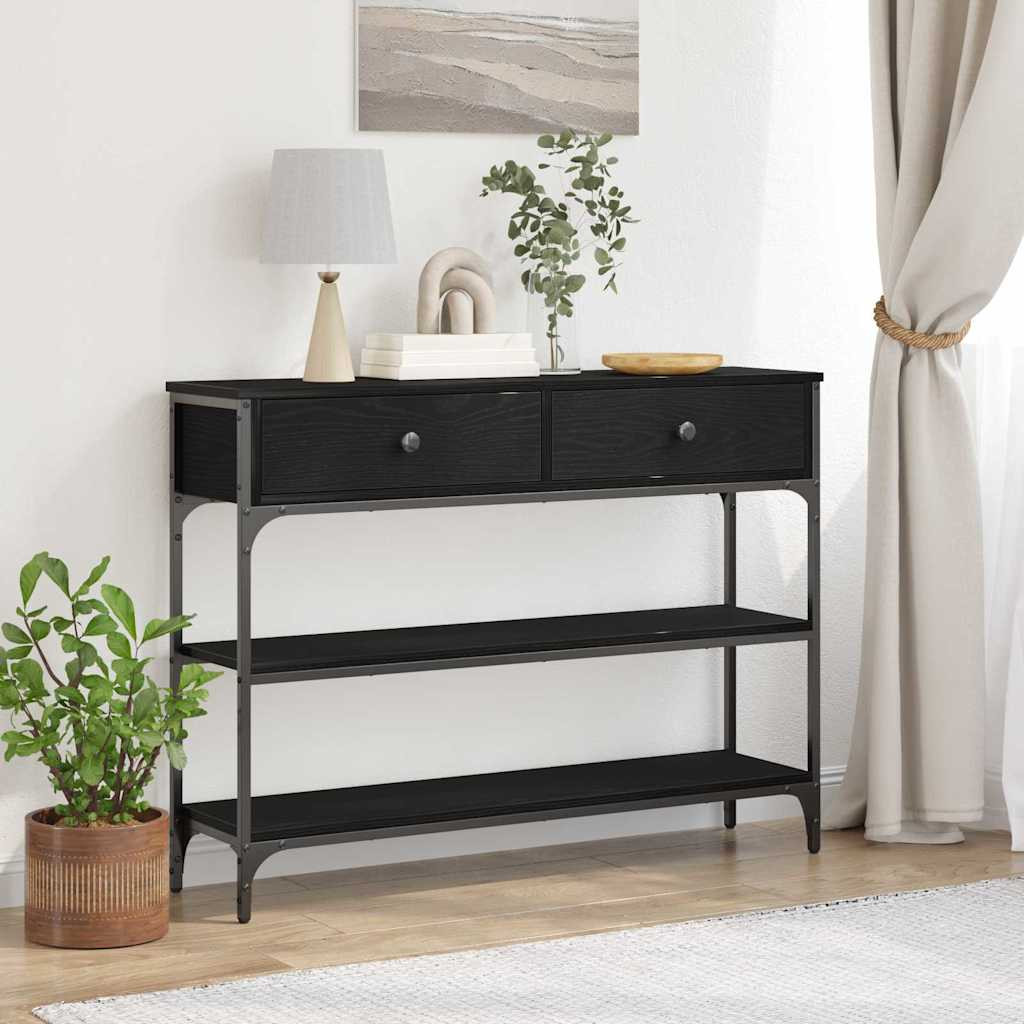 vidaXL Konsolentisch mit Regal Schwarz Eichen-Optik 100 x 25 x 75 cm