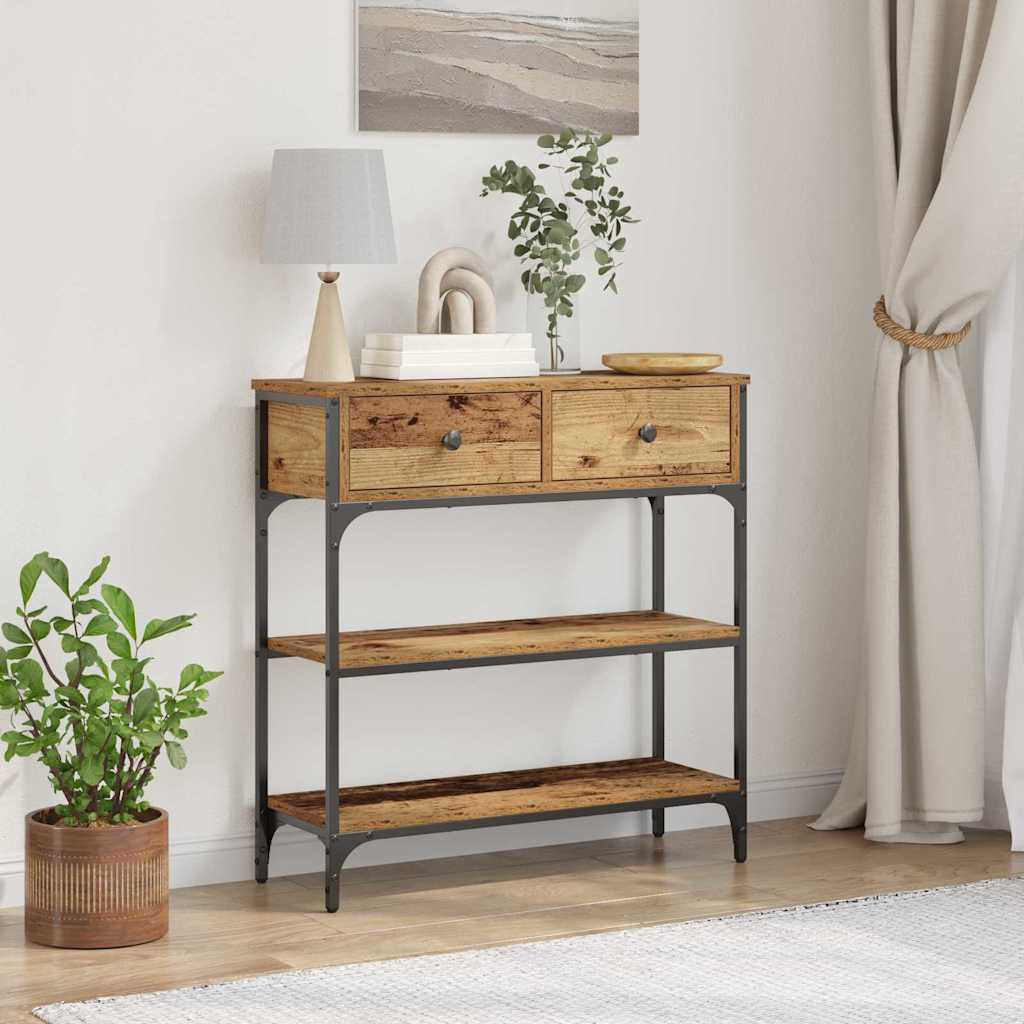 vidaXL Konsolentisch mit Regal Altholz 72,5 x 25 x 75 cm Holzwerkstoff