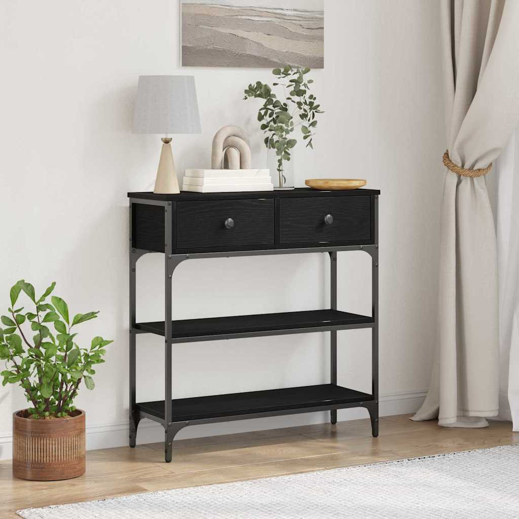 vidaXL Konsolentisch mit Regal Schwarz Eichen-Optik 72,5 x 25 x 75 cm