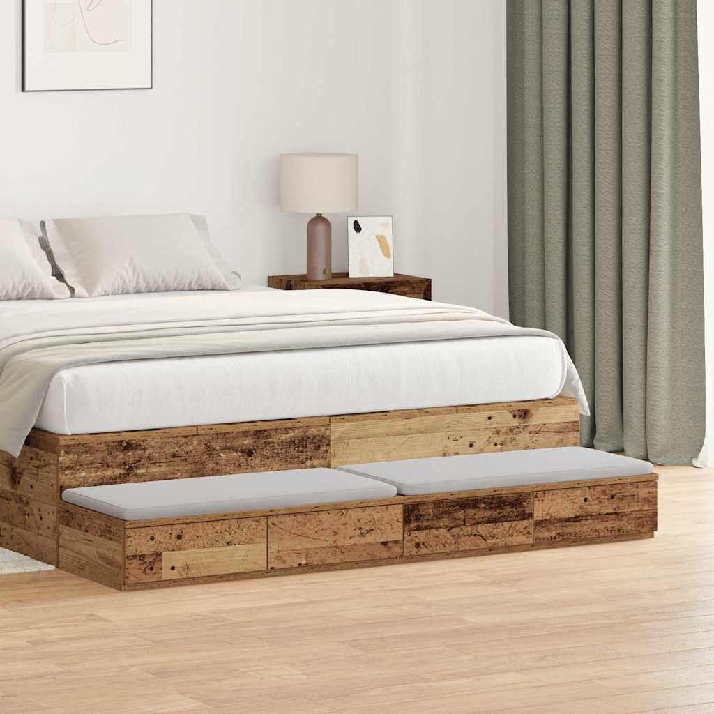 vidaXL Bettschubladen Altholz 135 x 36,5 x 16,5 cm Holzwerkstoff