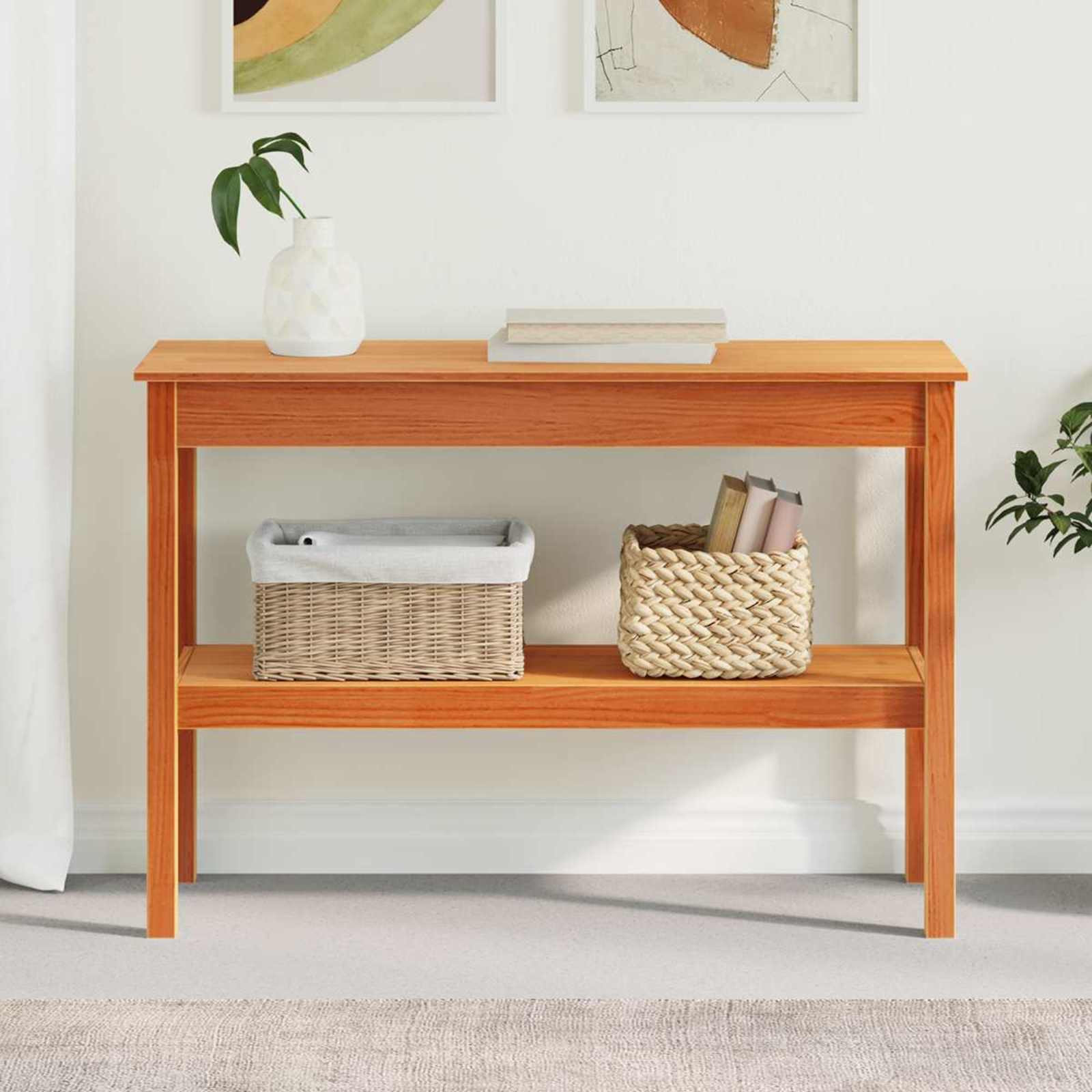 vidaXL Konsolentisch Wachsbraun 110 x 40 x 75 cm Massives Kiefernholz