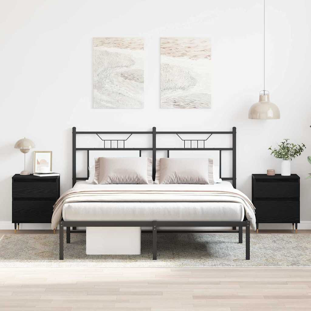 vidaXL Nachttisch 2 pcs Schwarz Eichen-Optik 40 x 35 x 50 cm