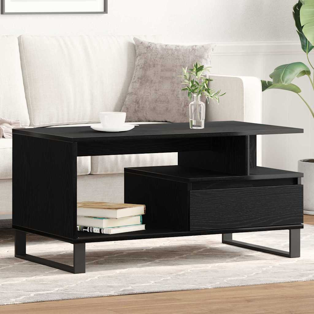 vidaXL Couchtisch Schwarz Eichen-Optik 90 x 49 x 45 cm Holzwerkstoff