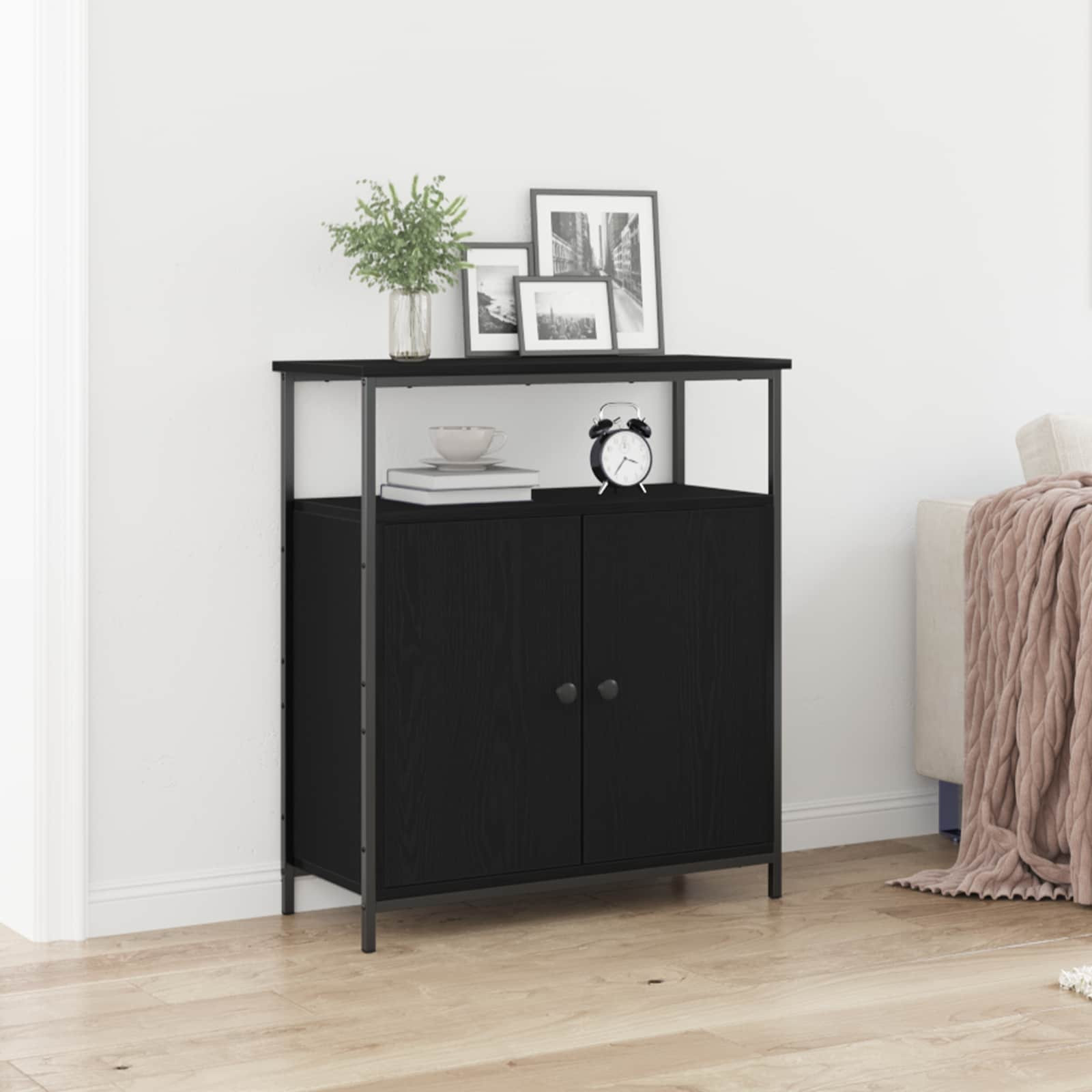 vidaXL Sideboard Schwarz Eichen-Optik 70 x 30 x 80 cm Holzwerkstoff