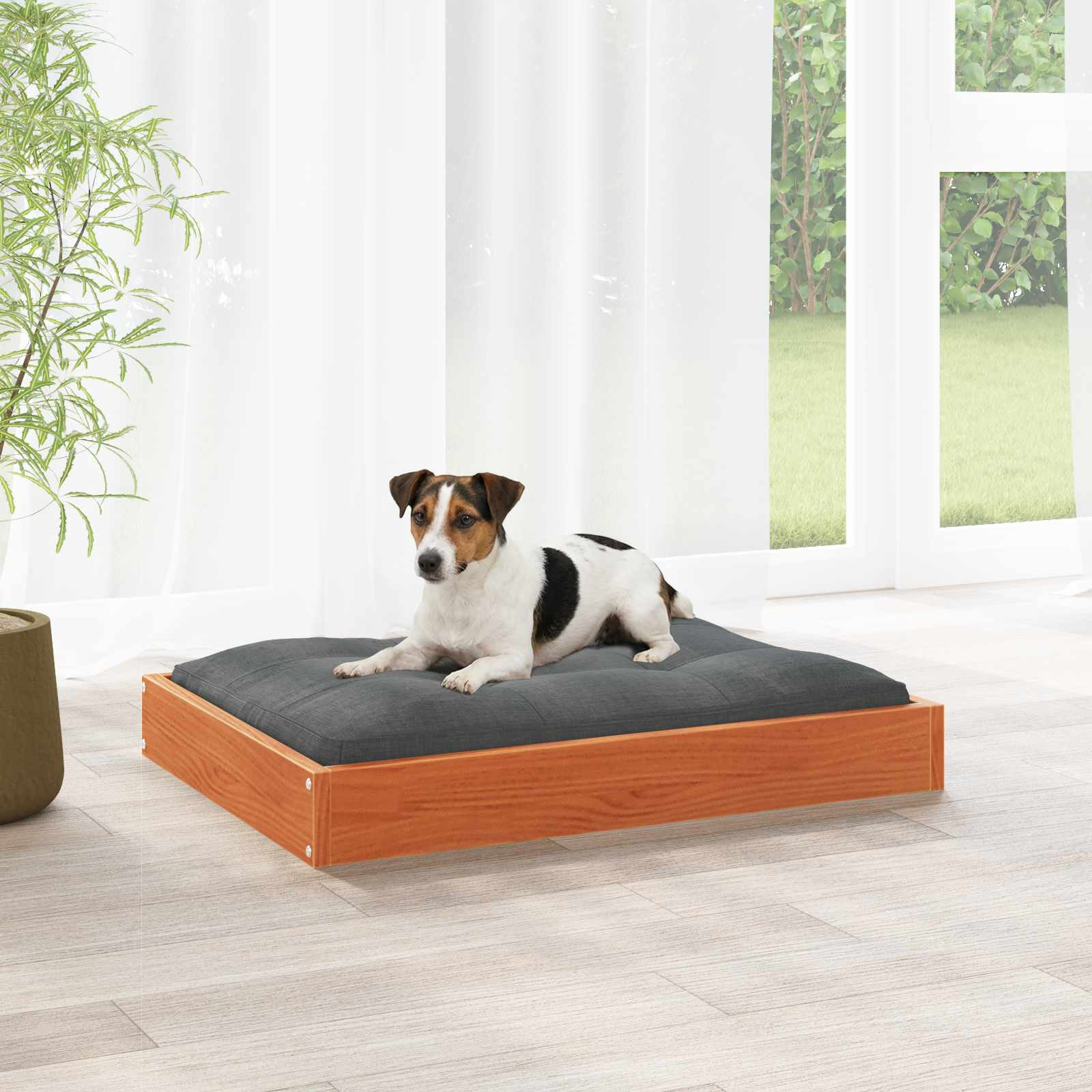 vidaXL Hundebett Wachsbraun 72 x 54 x 9 cm Massivholz Kiefer