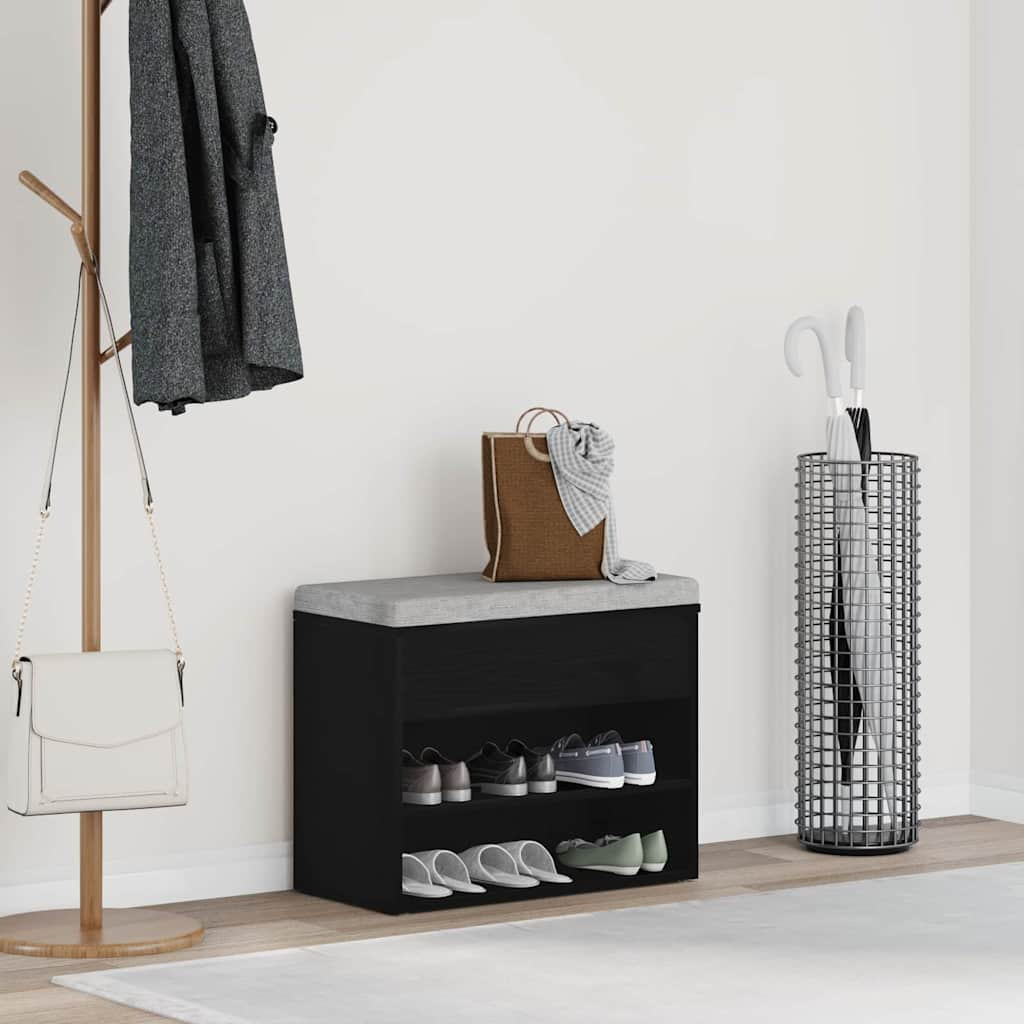 vidaXL Schuhbank Schwarz Eichen-Optik 60 x 30 x 45 cm Holzwerkstoff