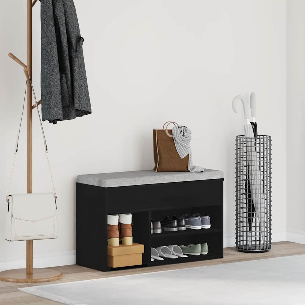 vidaXL Schuhbank Schwarz Eichen-Optik 80 x 30 x 45 cm Holzwerkstoff