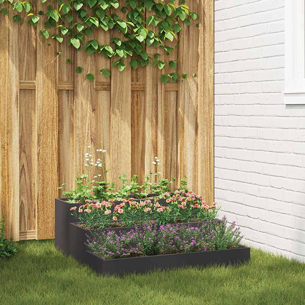 vidaXL Garten-Pflanzgefäß Schwarz 90 x 90 x 35 cm Kaltgewalzter Stahl