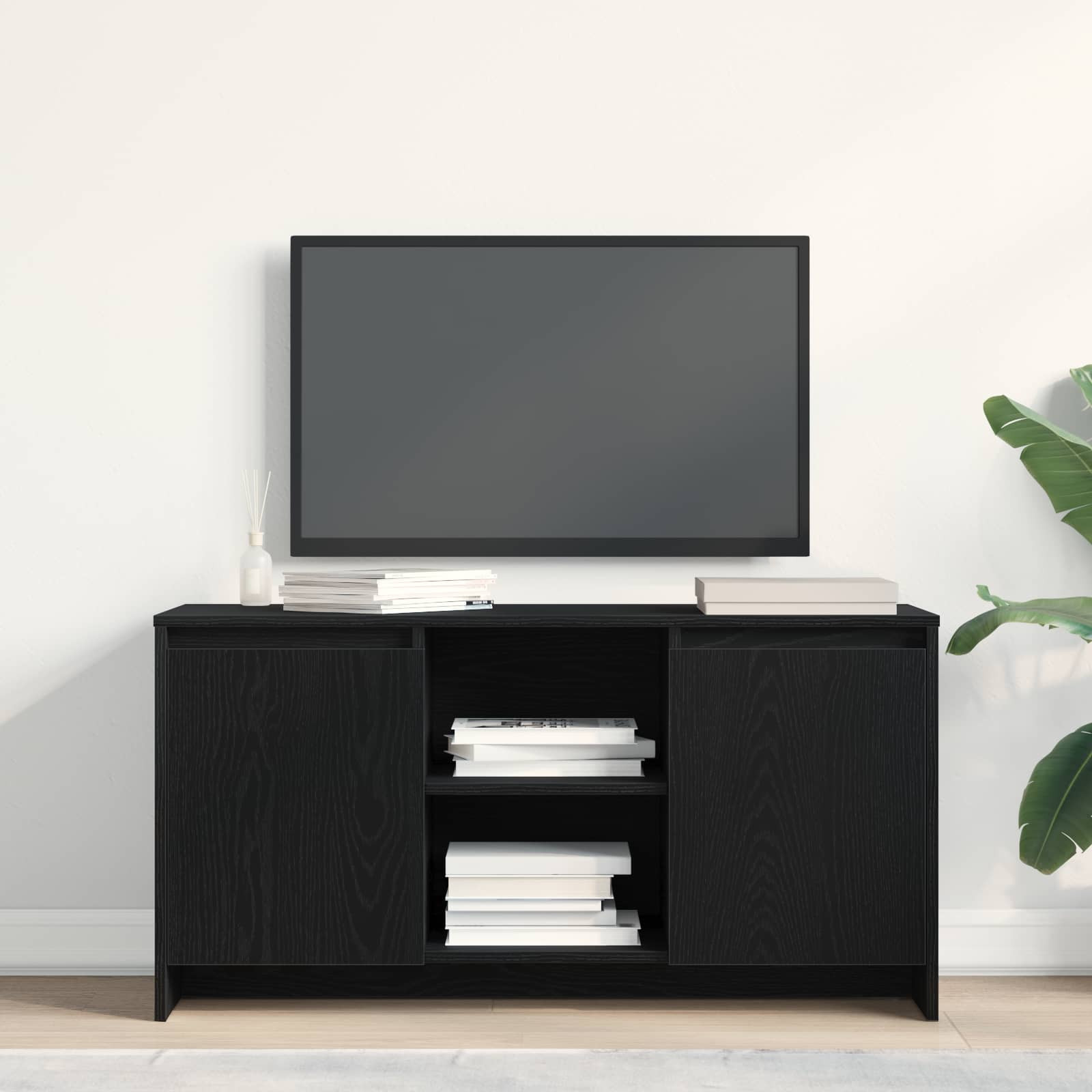 vidaXL TV-Schränk Schwarz Eichen-Optik 102 x 37,5 x 52,5 cm