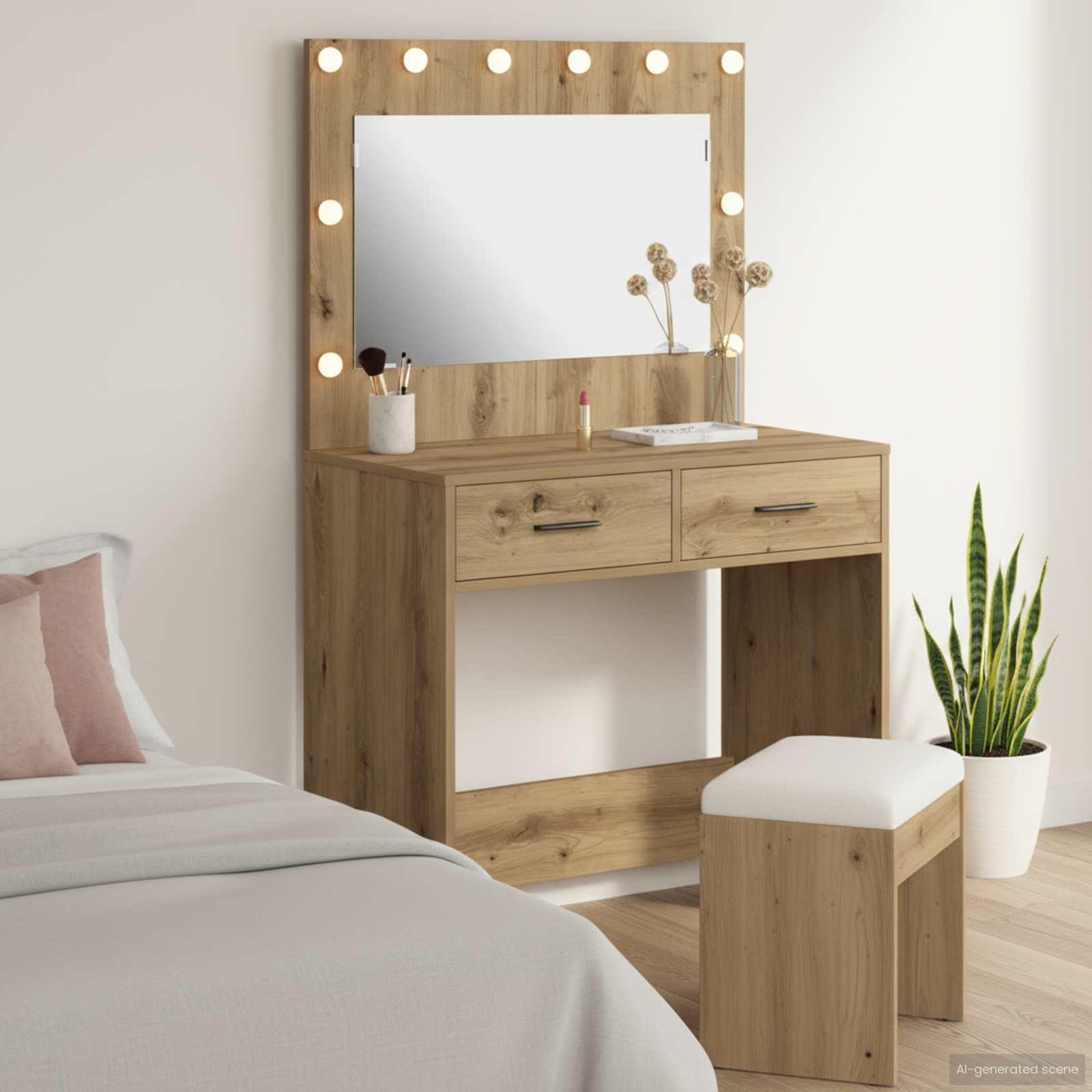 vidaXL Schminktisch Artisan-Eiche 78,5 x 41 x 135 cm Holzwerkstoff