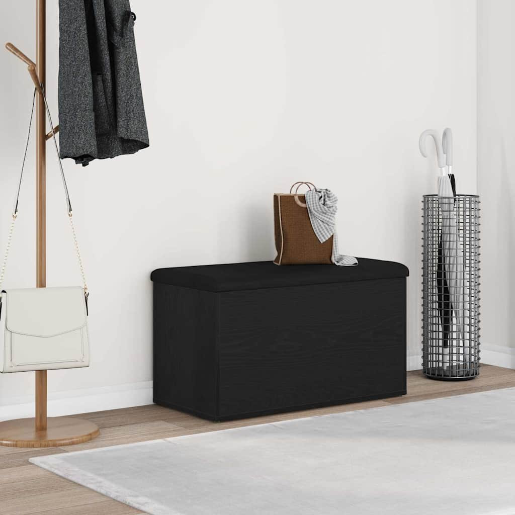 vidaXL Sitzbank mit Stauraum Schwarz Eichen-Optik 82 x 42 x 45 cm
