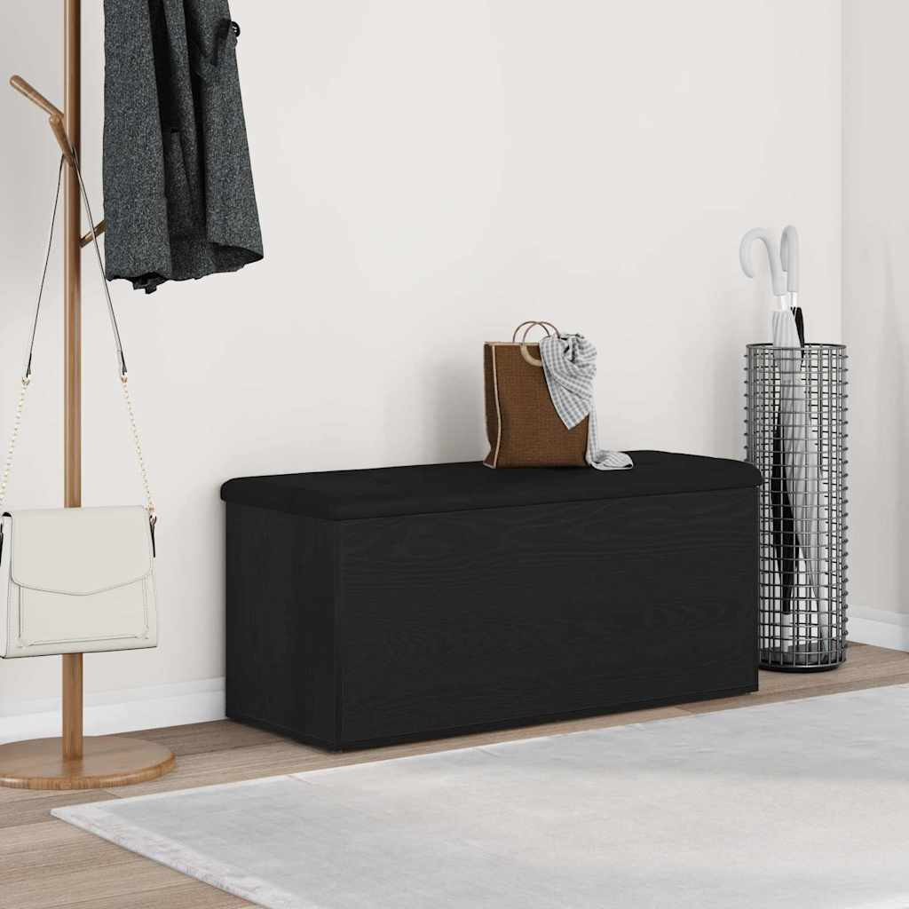 vidaXL Sitzbank mit Stauraum Schwarz Eichen-Optik 102 x 42 x 45 cm