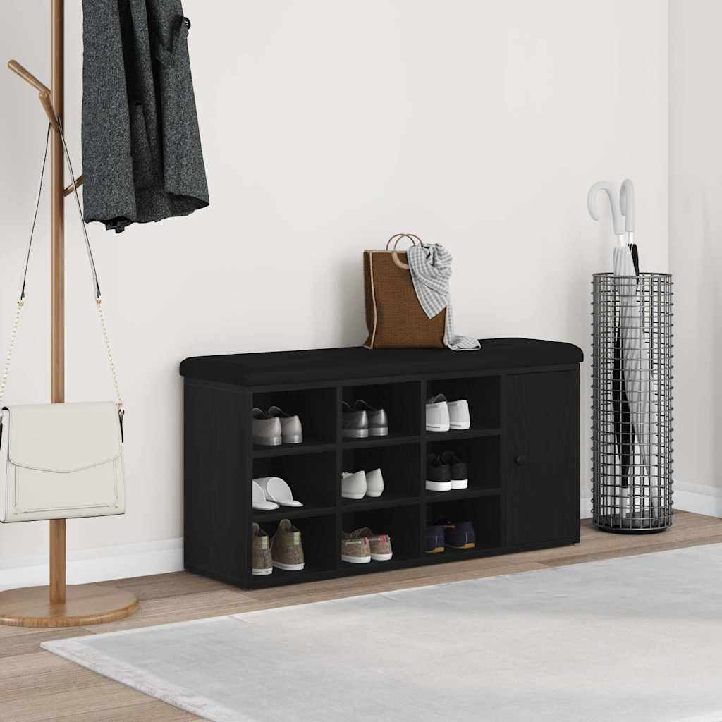 vidaXL Sitzbank mit Stauraum Schwarz Eichen-Optik 102 x 32 x 50 cm