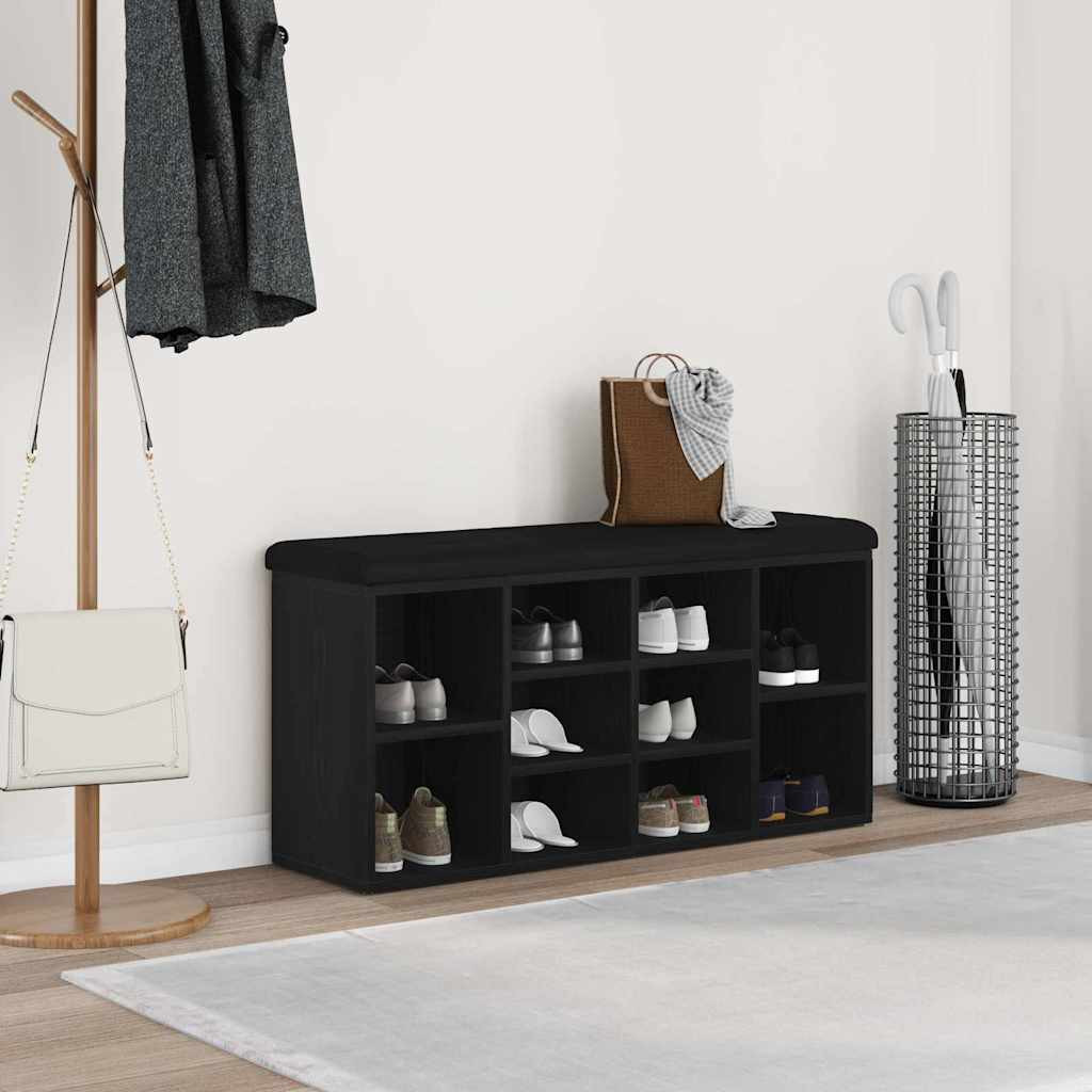vidaXL Schuhbank Schwarz Eichen-Optik 102 x 32 x 50 cm Holzwerkstoff