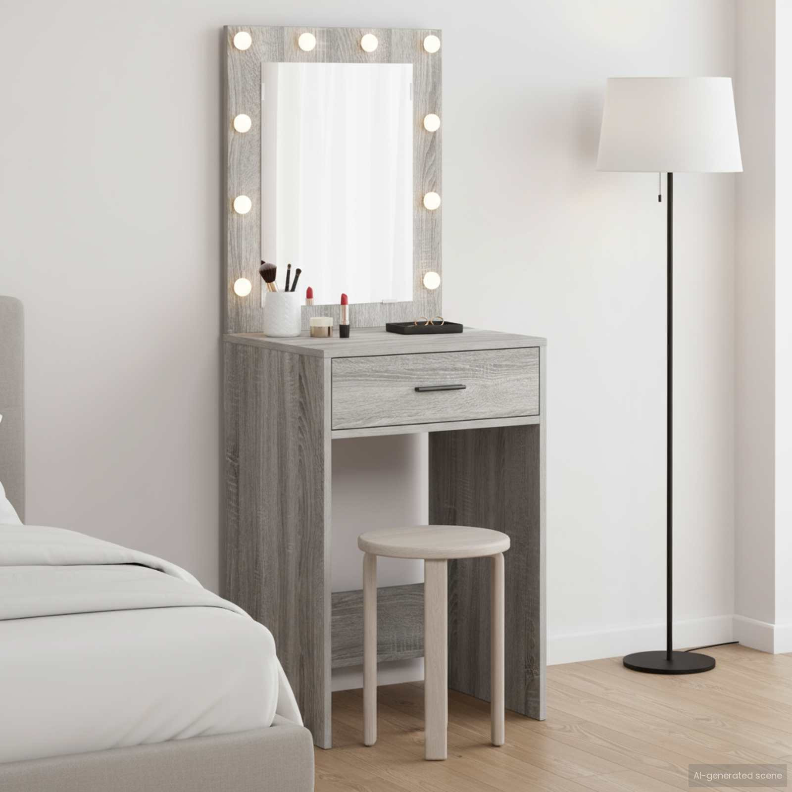 vidaXL Schminktisch Graues Sonoma 50 x 41 x 135 cm Holzwerkstoff
