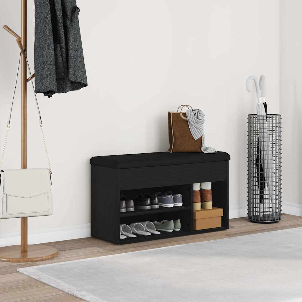 vidaXL Schuhbank mit Regal Schwarz 80 x 30 x 45 cm Holzwerkstoff