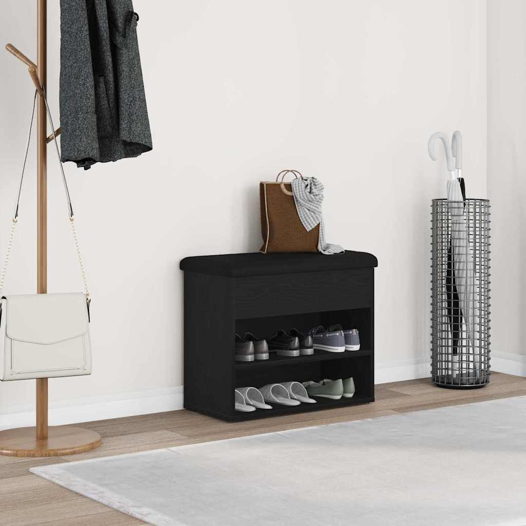 vidaXL Sitzbank mit Stauraum Schwarz Eichen-Optik 62 x 32 x 50 cm