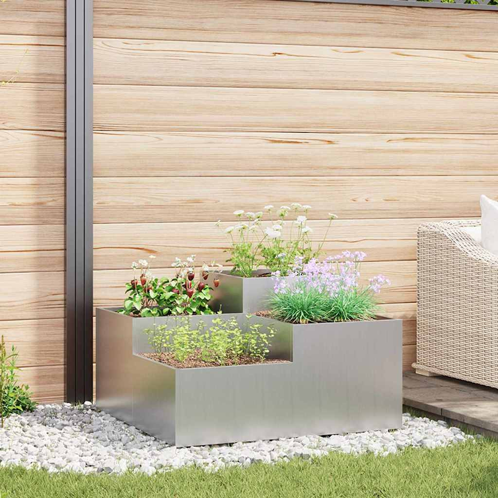 vidaXL Gartenblumentopf Silber 80 x 80 x 48 cm Verzinkter Stahl