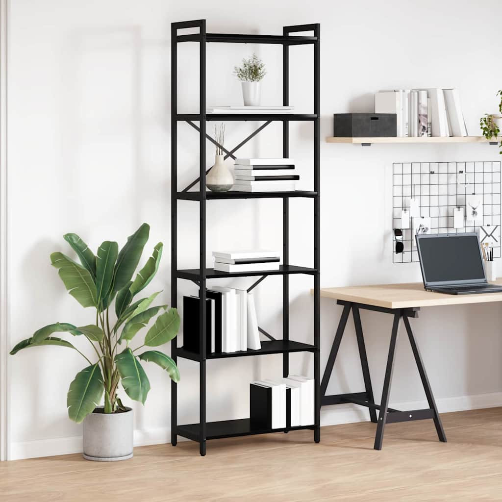 vidaXL Bücherregal Schwarz Eichen-Optik 60 x 30 x 189,5 cm