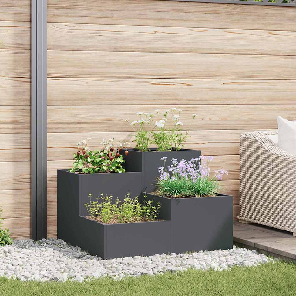 vidaXL Gartenblumentopf Anthrazit 80 x 80 x 60 cm Stahl
