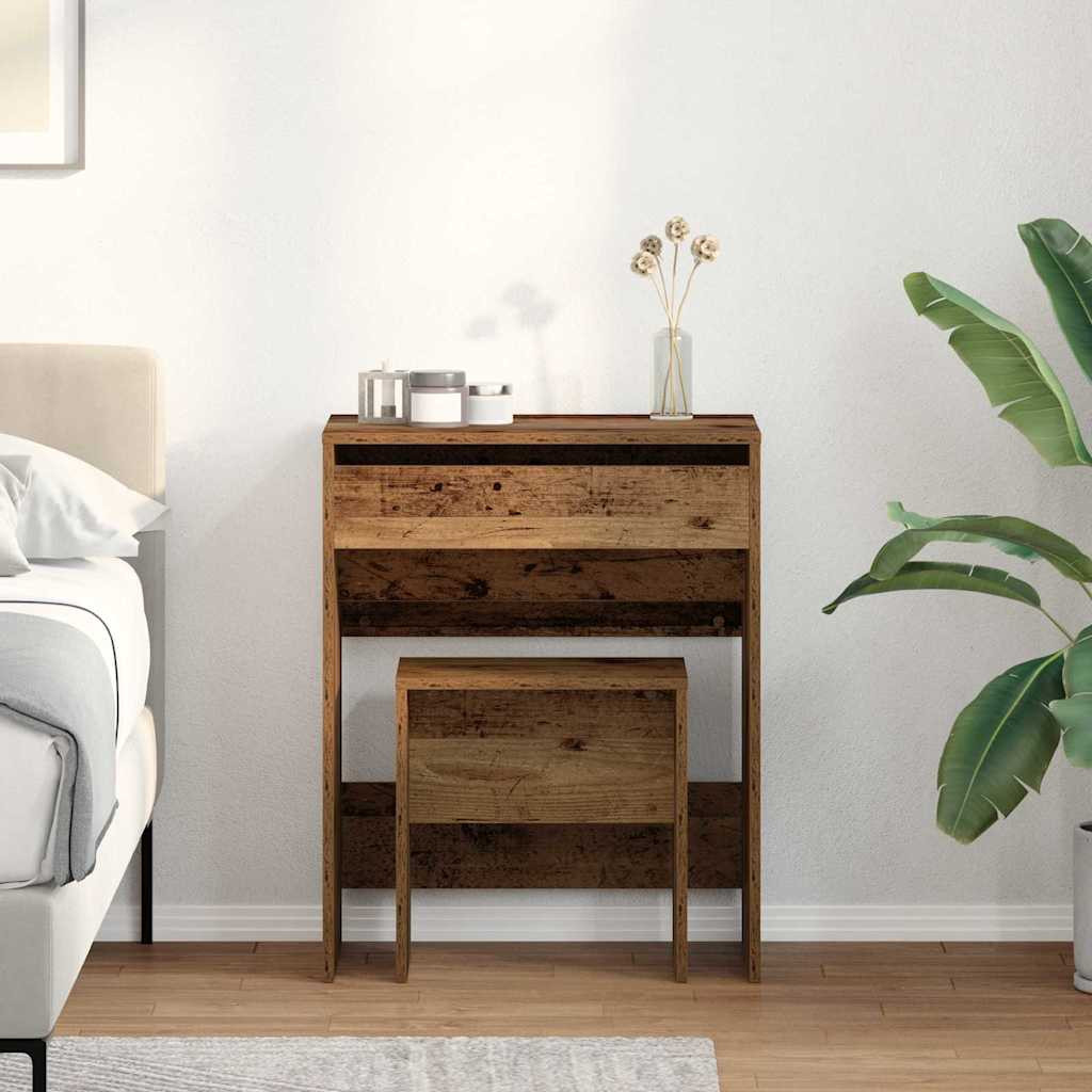 vidaXL Schminktisch mit Speicher Altholz 60 x 40 x 75 cm Holzwerkstoff