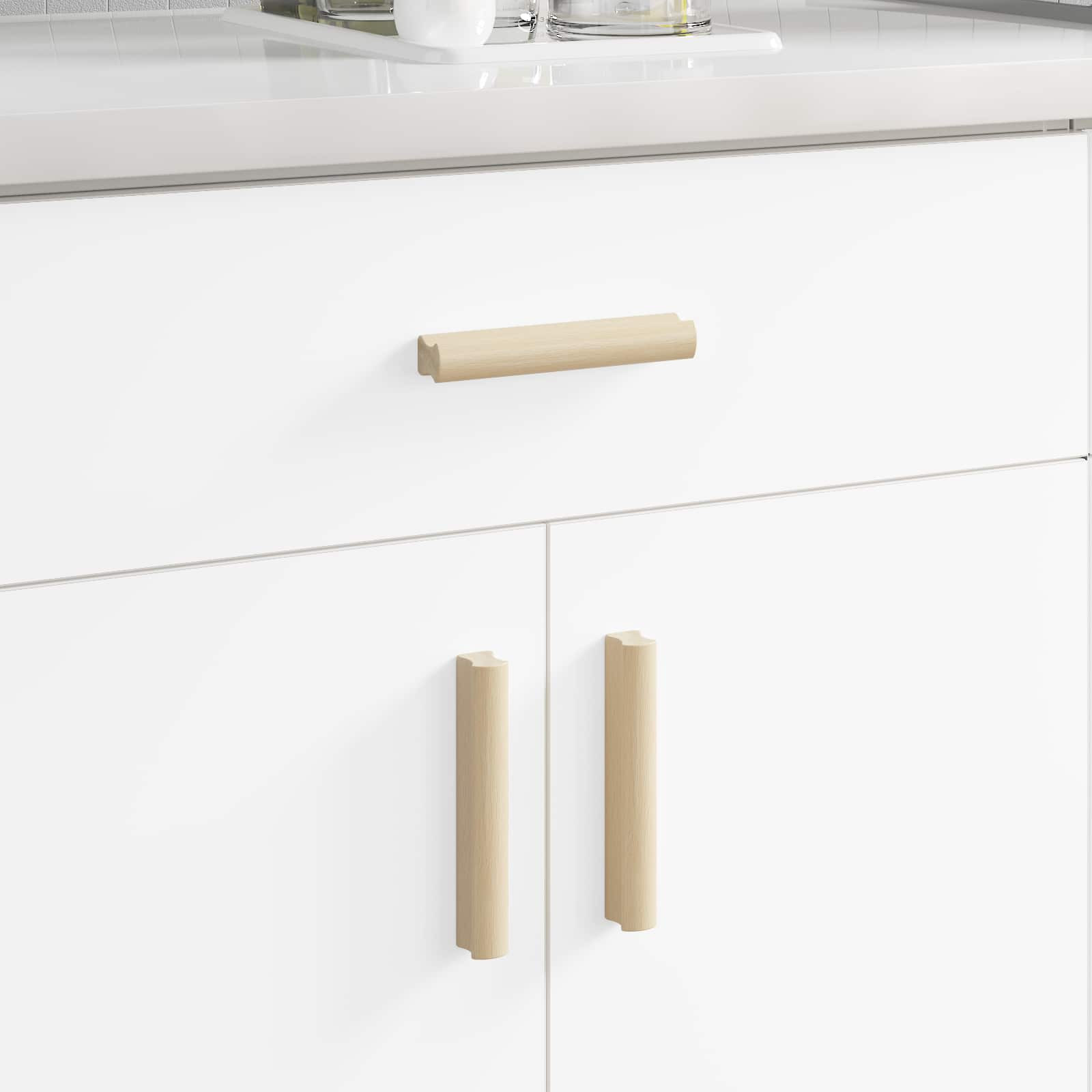 vidaXL Gerader Griff 12 pcs Natürliche Holzfarbe 130 x 25 x 30 mm