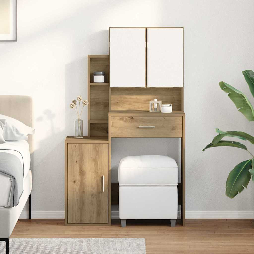 vidaXL Schminktisch Artisan-Eiche 80 x 35 x 132 cm Holzwerkstoff