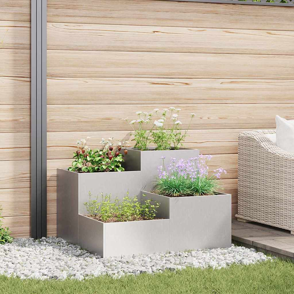 vidaXL Gartenblumentopf Silber 100 x 100 x 60 cm Edelstahl