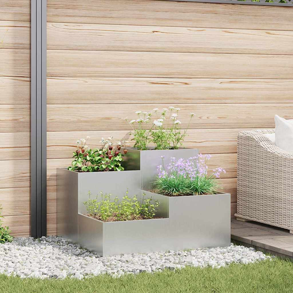 vidaXL Gartenblumentopf Silber 100 x 100 x 60 cm Verzinkter Stahl