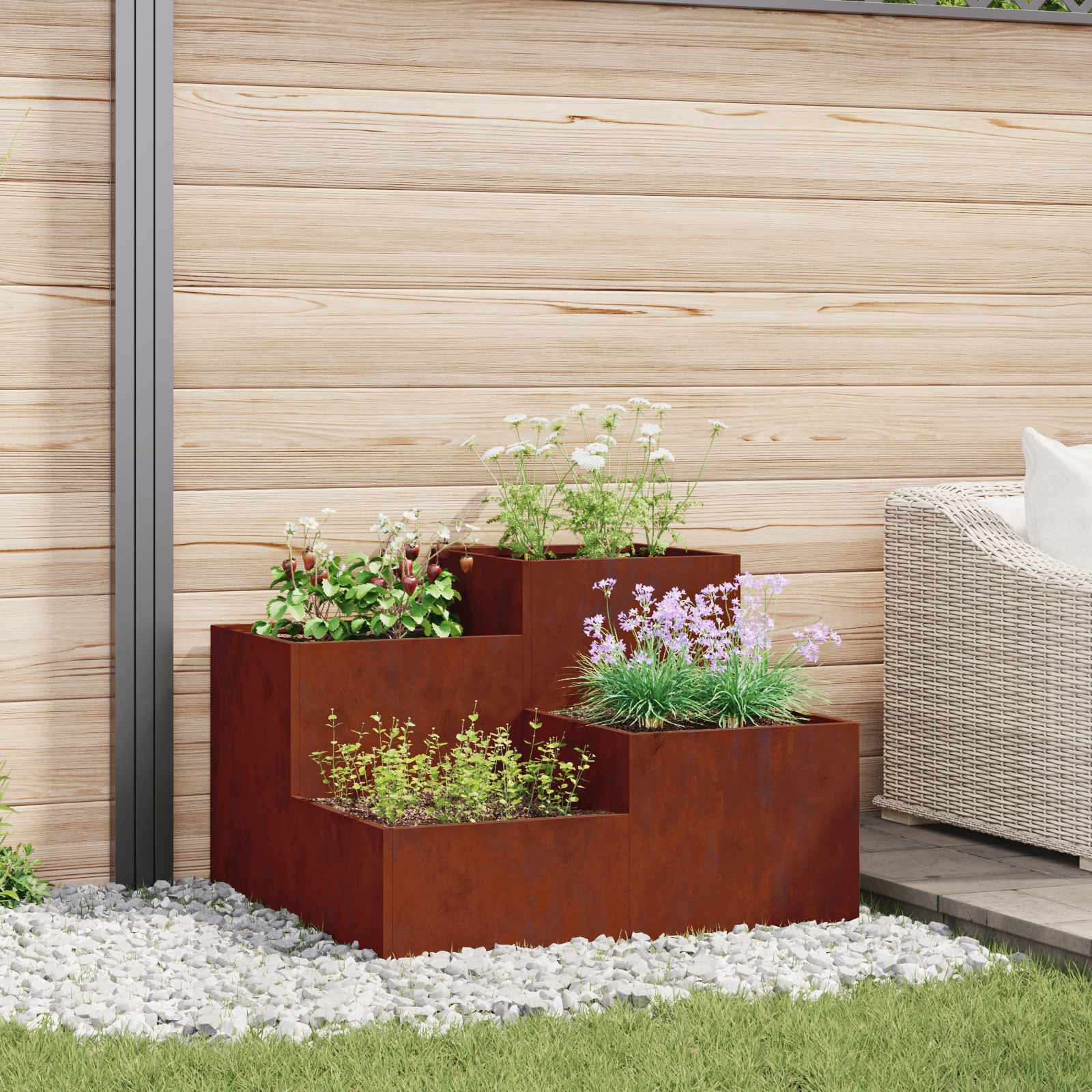 vidaXL Gartenblumentopf Rostig 100 x 100 x 60 cm Wetterfeststahl