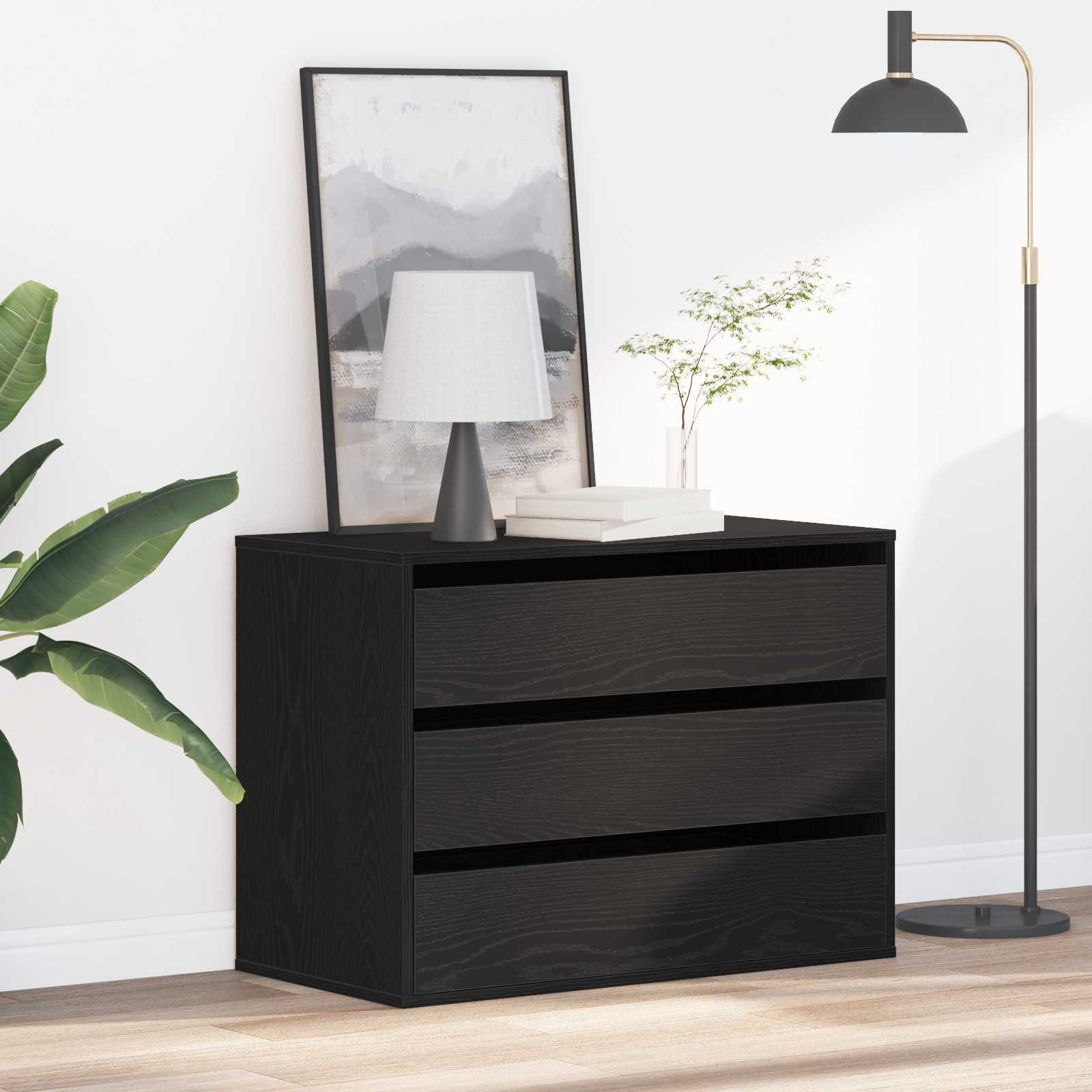 vidaXL Schubladenschrank Schwarz 80 x 41 x 58 cm Holzwerkstoff