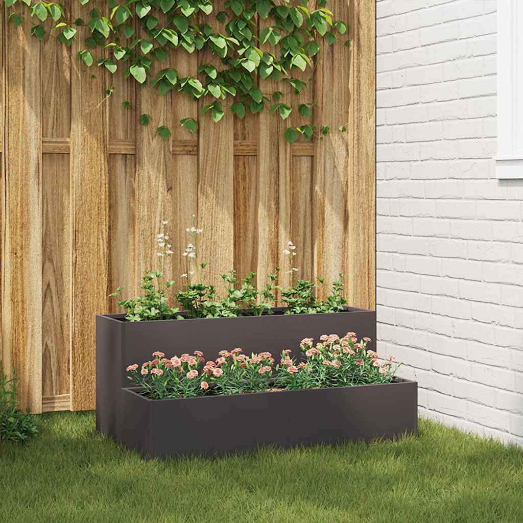 vidaXL Garten-Pflanzgefäß Schwarz 100 x 60 x 45 cm Kaltgewalzter Stahl
