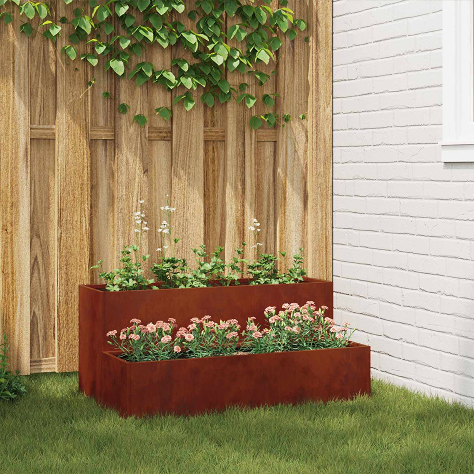 vidaXL Garten-Pflanzgefäß Rostig 100 x 60 x 45 cm Wetterfeststahl