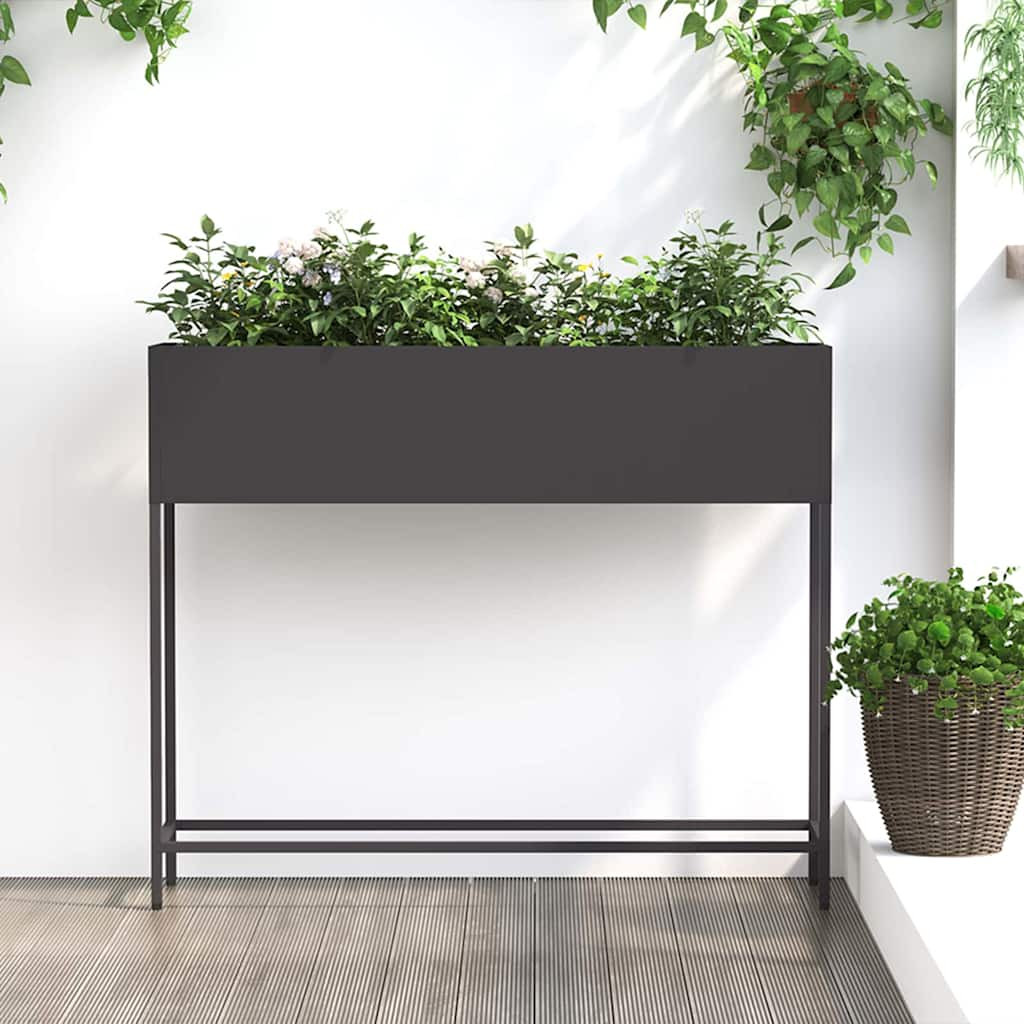 vidaXL Hochbeet Gartenpflanzer Schwarz 100 x 26 x 82 cm Stahl