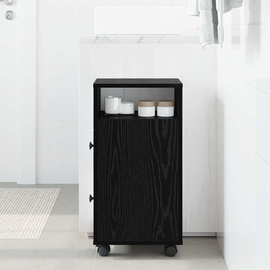 vidaXL Badezimmermöbel-Set Schwarz Eichen-Optik 33 x 23 x 65 cm