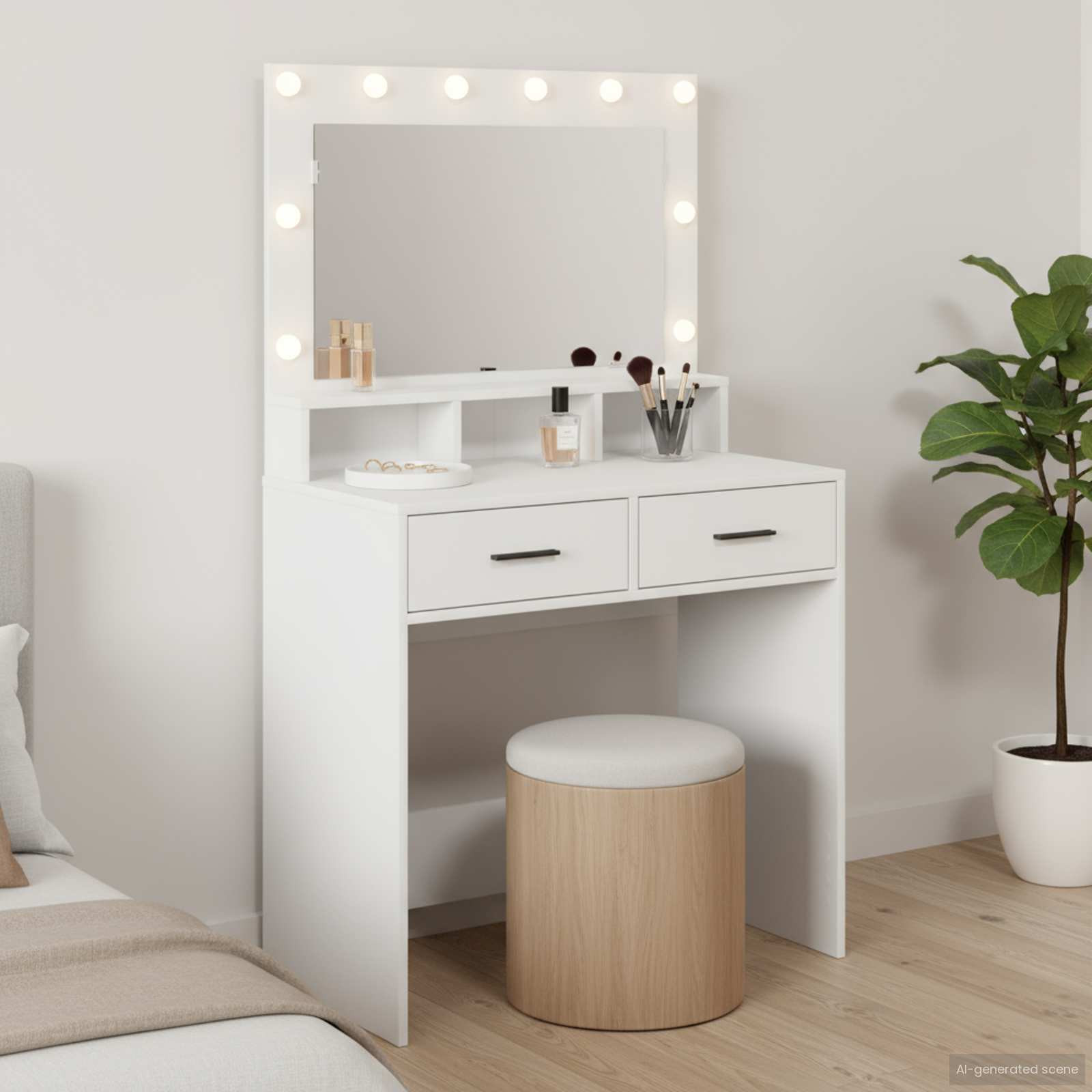 vidaXL Schminktisch mit Schubladen Weiß 79 x 41 x 135 cm Holzwerkstoff
