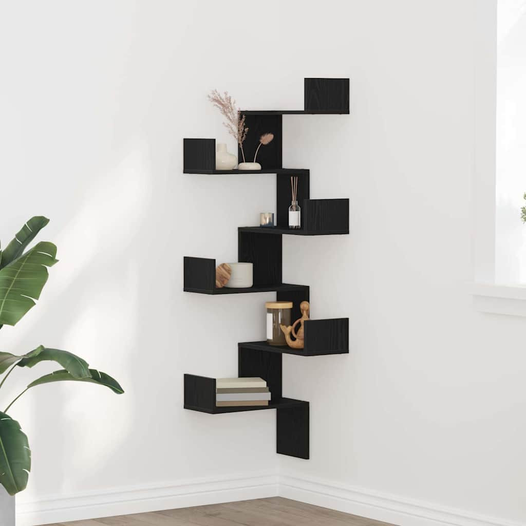 vidaXL Wand-Eckregal mit Regal Schwarz Eichen-Optik 45 x 45 x 147 cm