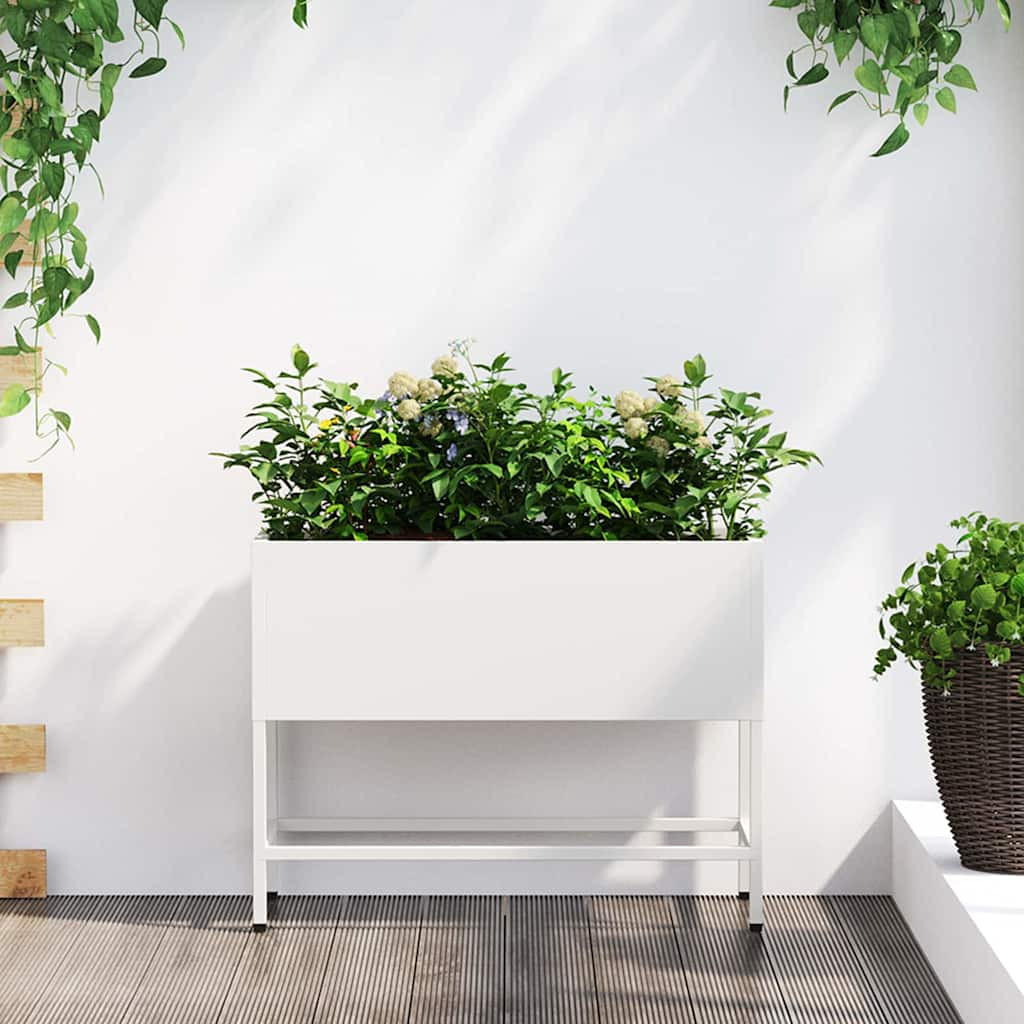 vidaXL Hochbeet Gartenpflanzer Weiß 60 x 26 x 48 cm Stahl