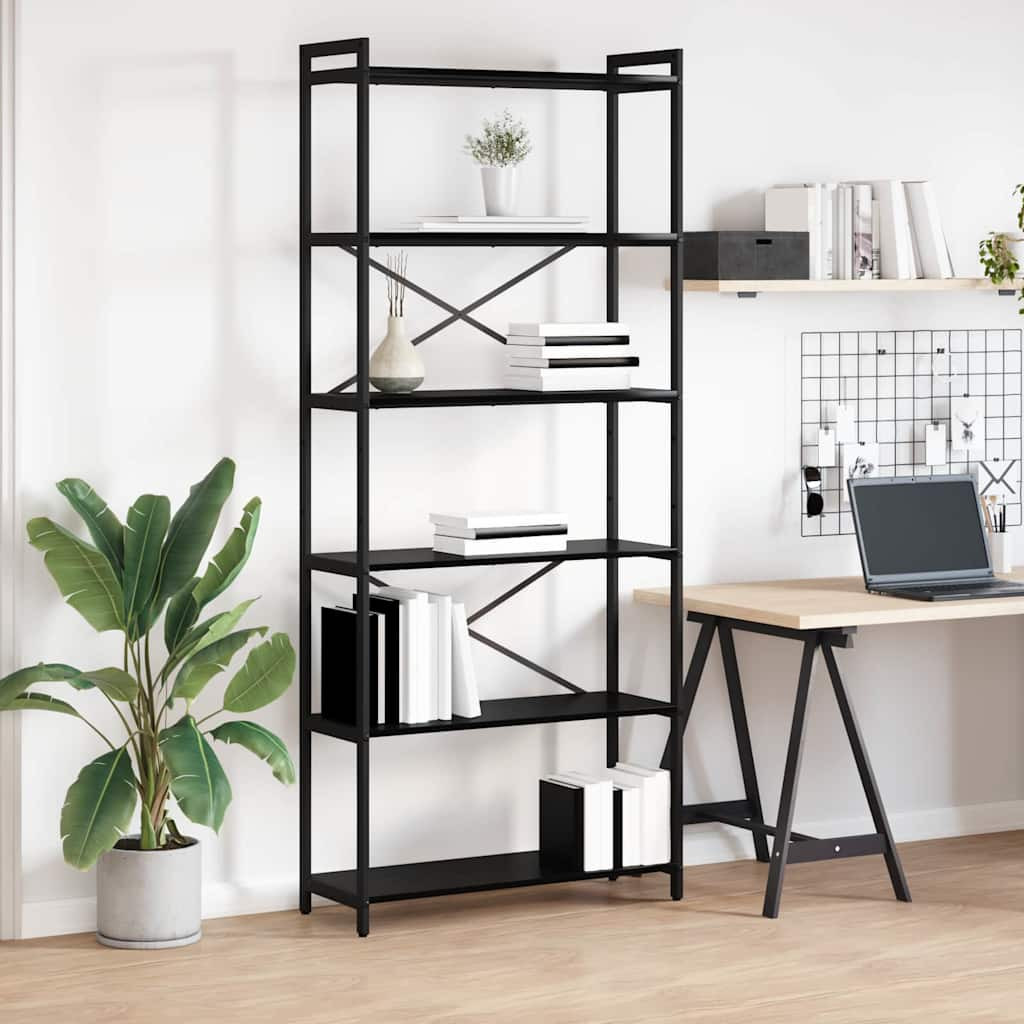 vidaXL Bücherregal Schwarz Eichen-Optik 80 x 30 x 189,5 cm