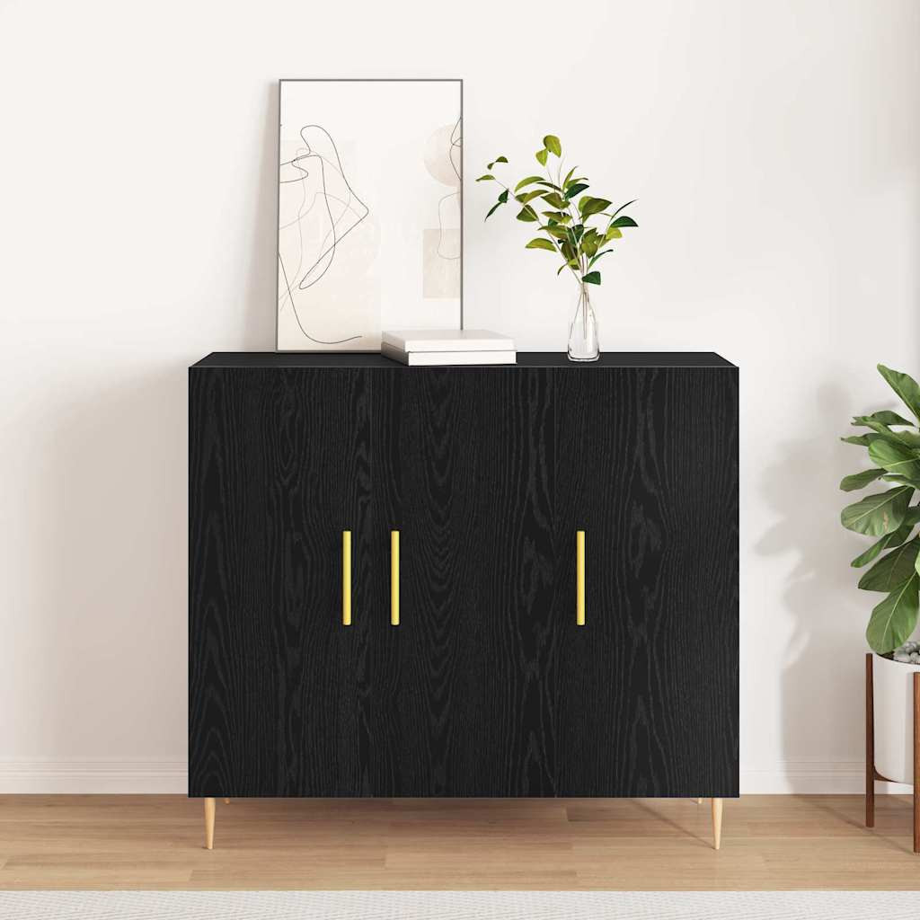 vidaXL Sideboard Schwarz Eichen-Optik 90 x 34 x 80 cm Holzwerkstoff