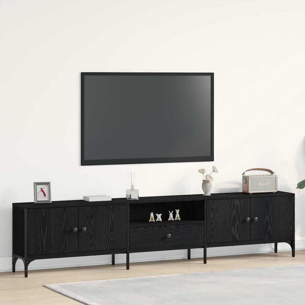 vidaXL TV-Schränk Schwarz Eichen-Optik 200 x 25 x 44 cm Holzwerkstoff