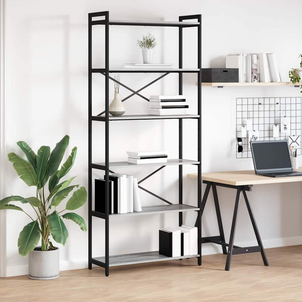 vidaXL Bücherregal Grau Sonoma 80 x 30 x 189,5 cm Holzwerkstoff