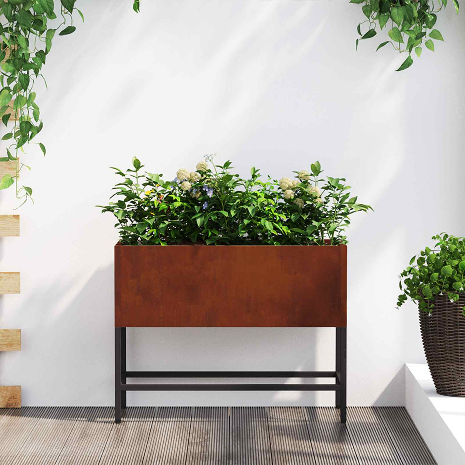 vidaXL Hochbeet Gartenpflanzer Rostig 60 x 26 x 45 cm Wetterfeststahl