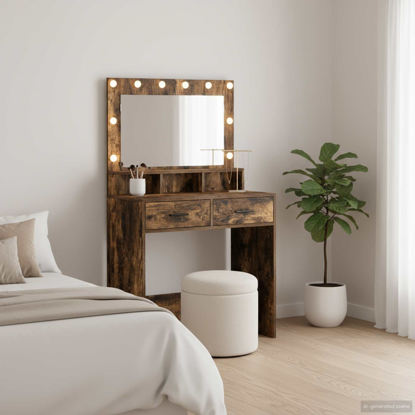 vidaXL Schminktisch Geräucherte Eiche 79 x 41 x 135 cm Holzwerkstoff