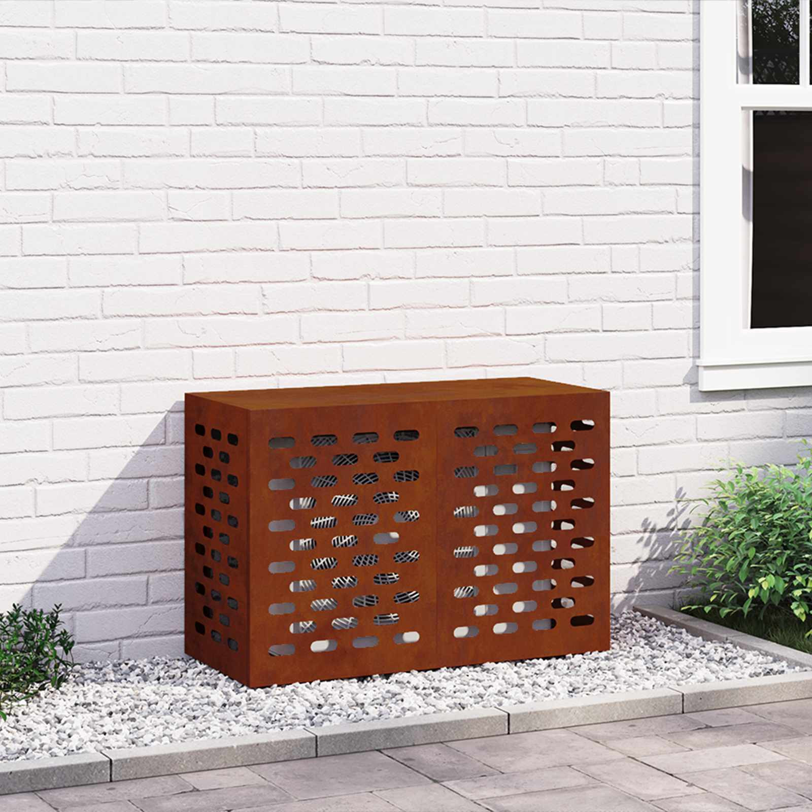 vidaXL Klimaanlagenabdeckung Rostoptik 90 x 40 x 60 cm