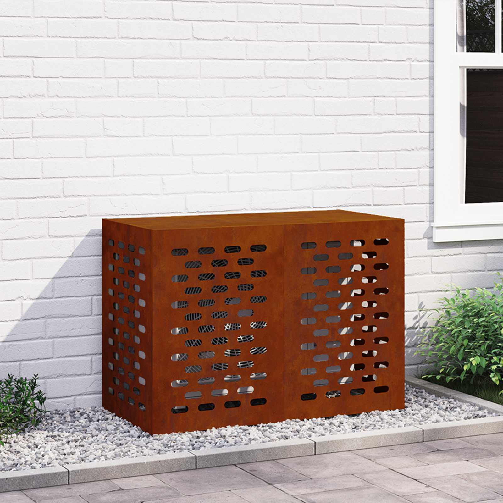 vidaXL Klimaanlagenabdeckung Rostoptik 100 x 50 x 70 cm