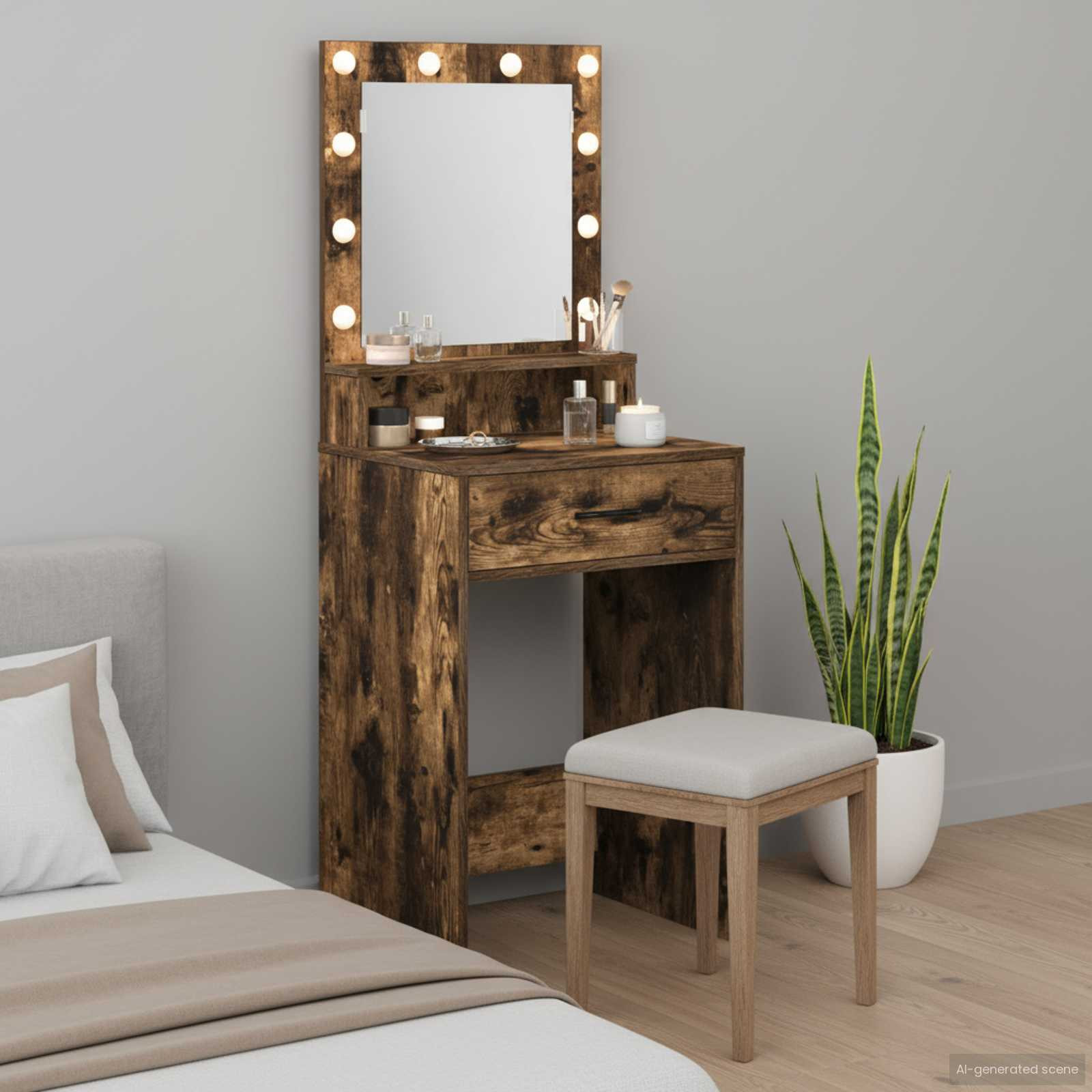 vidaXL Schminktisch Geräucherte Eiche 50 x 41 x 135 cm Holzwerkstoff